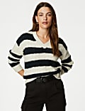 Recycled Blend Striped V-Neck Jumper