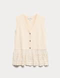 Cotton Blend Broderie Waistcoat
