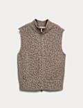 Cotton Rich Boucle Zip Up Knitted Waistcoat
