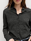 Collared Slim Fit Cardigan with Wool