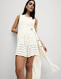 Open Stitch V-Neck Knitted Waistcoat