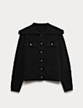 Boucle Collared Knitted Jacket with Wool