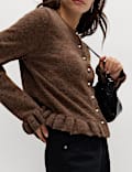 Textured Frill Detail Cardigan with Wool