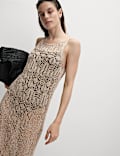 Metallic Pointelle Knitted Midi Dress