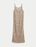Metallic Pointelle Knitted Midi Dress