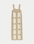 Cotton Rich Metallic Square Neck Midi Dress