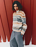 Striped Crew Neck Relaxed Jumper with Wool
