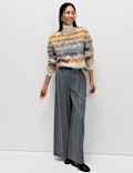 Striped Crew Neck Relaxed Jumper with Wool