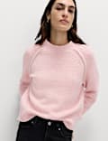 Textured Crew Neck Jumper with Wool