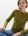 Pure Merino Wool Crew Neck Button Detail Jumper