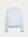 Textured Embellished Button Through Cardigan