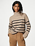 Recycled Blend Striped Roll Neck Jumper