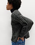 Cable Knit Relaxed Cardigan with Alpaca