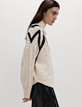 Textured Funnel Neck Jumper With Wool
