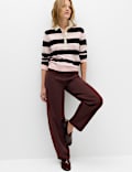 Pure Merino Wool Striped Collared Jumper