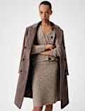 Cardigan en laine m&eacute;lang&eacute;e textur&eacute;e &agrave; col en V et fermeture avant boutonn&eacute;e