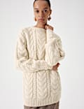Wool Blend Cable Knit Relaxed Jumper