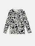Pull ultra-doux à encolure ronde et imprimé animal