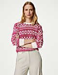Pull ultra-doux à encolure ronde et motif jacquard