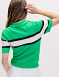 Striped Collared Slim Fit Knitted Top