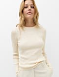 Rayon Rich Embellished Crew Neck Fitted Jumper