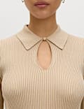 Ribbed Collared Knitted Top