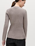 Crew Neck Peplum Slim Fit Cardigan