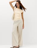 Ribbed Slash Neck Fitted Knitted Top