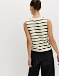 Striped V-Neck Cropped Knitted Waistcoat