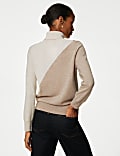 Pure Cashmere Colour Block Roll Neck Jumper