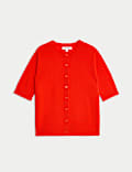 Merino Wool Rich Button Through Relaxed Cardigan with Cashmere
