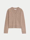 V-Ausschnitt-Pullover mit hohem Wollanteil und Kaschmir