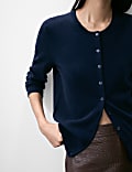 Pure Cashmere Crew Neck Cardigan