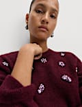 Gem Embellished Relaxed Jumper With Wool