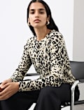 Pure Cashmere Animal Print Crew Neck Jumper