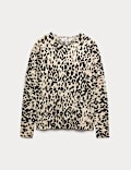 Pure Cashmere Animal Print Crew Neck Jumper