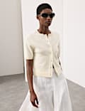 Pure Cashmere Crew Neck Cropped Cardigan
