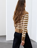 Pure Cashmere Striped Roll Neck Jumper