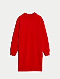 Μίνι πλεκτό φόρεμα με κλειστή στρογγυλή λαιμόκοψη από 100% κασμίρι