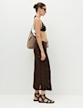 Cotton Rich Pointelle Knitted Maxi Skirt