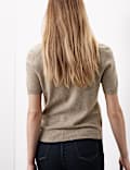 Merino Wool Rich Polo Neck Knitted Top with Cashmere