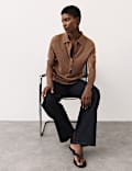 Merino Wool Rich Polo Neck Knitted Top with Cashmere