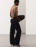 Merino Wool Rich Polo Neck Knitted Top with Cashmere