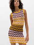 Cotton Rich Textured Knitted Mini Dress