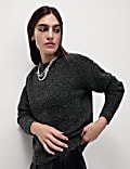 Pull coupe confortable à col rond et motif texturé