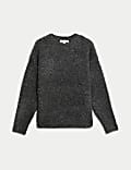 Pull coupe confortable à col rond et motif texturé