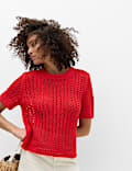 Cotton Blend Textured Knitted Top