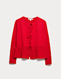 Ribbed Crew Neck Cardigan