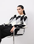 Merino Wool Rich Brushed Argyle Jumper with Cashmere