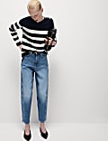 Soft Touch Striped Button Detail Jumper
